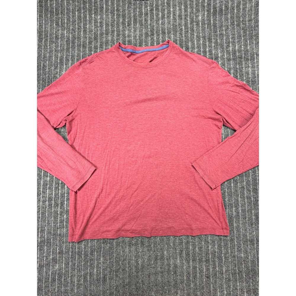 Lululemon‎ Long Sleeve Shirt Mens XL Red Crew Neck Tee Athleisure Minimalist